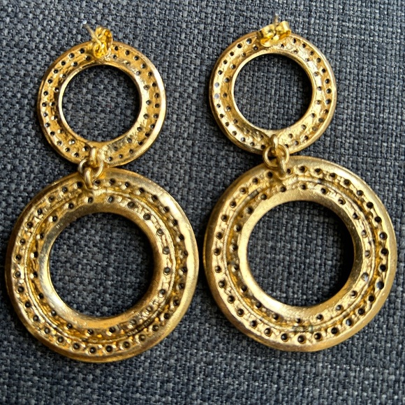 Multi Color Sparkly Rhinestone Dangle Earrings Rose Gold Tone Jewel Tones Runway - Picture 6 of 9